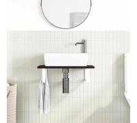 HEFZGDB Plateau de lavabo avec support en acier et bois massif chêne - Armoire de bureau - Armoire de salle de bain - Armoire polyvalente pour salon, cuisine, salle de bain, chambre d'amis