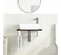 HEFZGDB Plateau de lavabo avec support en acier et bois massif chêne - Armoire de bureau - Armoire de salle de bain - Armoire polyvalente pour salon, cuisine, salle de bain, chambre d'amis