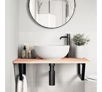 HEFZGDB Plateau de lavabo avec support en acier et bois massif chêne - Armoire de bureau - Armoire de salle de bain - Armoire polyvalente pour salon, cuisine, salle de bain, chambre d'amis