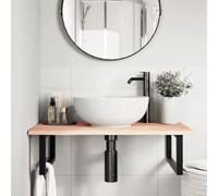 HEFZGDB Plateau de lavabo avec support en acier et bois massif chêne - Armoire de bureau - Armoire de salle de bain - Armoire polyvalente pour salon, cuisine, salle de bain, chambre d'amis