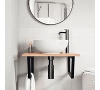 HEFZGDB Plateau de lavabo avec support en acier et bois massif chêne - Armoire de bureau - Armoire de salle de bain - Armoire polyvalente pour salon, cuisine, salle de bain, chambre d'amis