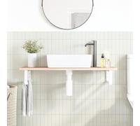 HEFZGDB Plateau de lavabo avec support en acier et bois massif chêne - Armoire de bureau - Armoire de salle de bain - Armoire polyvalente pour salon, cuisine, salle de bain, chambre d'amis