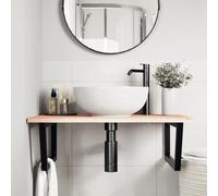 HEFZGDB Plateau de lavabo avec support en acier et bois massif chêne - Armoire de bureau - Armoire de salle de bain - Armoire polyvalente pour salon, cuisine, salle de bain, chambre d'amis