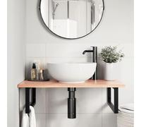 HEFZGDB Plateau de lavabo avec support en acier et bois massif chêne - Armoire de bureau - Armoire de salle de bain - Armoire polyvalente pour salon, cuisine, salle de bain, chambre d'amis