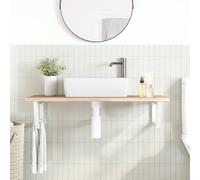 HEFZGDB Plateau de lavabo avec support en acier et bois massif chêne - Armoire de cuisine - Armoire de salle de bain - Armoire de cuisine pour salon, toilettes, chambre d'amis, salle de bain