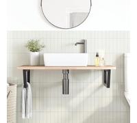 HEFZGDB Plateau de lavabo avec support en acier et bois massif chêne - Armoire de cuisine - Armoire de salle de bain - Armoire de cuisine pour salon, toilettes, chambre d'amis, salle de bain