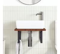 HEFZGDB Plateau de lavabo avec support en acier et bois massif de chêne - Petite armoire de salle de bain - Armoire polyvalente pour salle de bain, cuisine, toilettes, salon
