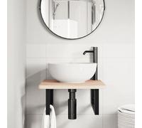 HEFZGDB Plateau de lavabo avec support en acier et bois massif de chêne - Petite armoire de salle de bain - Armoire polyvalente pour salle de bain, cuisine, toilettes, salon