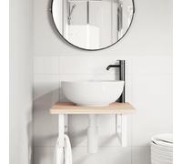 HEFZGDB Plateau de lavabo avec support en acier et bois massif de chêne - Petite armoire de salle de bain - Armoire polyvalente pour salle de bain, cuisine, toilettes, salon