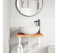 HEFZGDB Plateau de lavabo avec support en acier et bois massif de chêne - Petite armoire de salle de bain - Armoire polyvalente pour salle de bain, cuisine, toilettes, salon