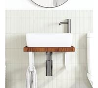 HEFZGDB Plateau de lavabo avec support en acier et bois massif de chêne - Petite armoire de salle de bain - Armoire polyvalente pour salle de bain, cuisine, toilettes, salon