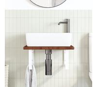 HEFZGDB Plateau de lavabo avec support en acier et bois massif de chêne - Petite armoire de salle de bain - Armoire polyvalente pour salle de bain, cuisine, toilettes, salon