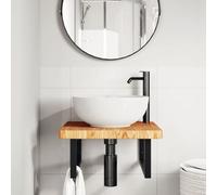 HEFZGDB Plateau de lavabo avec support en acier et bois massif de chêne - Petite armoire de salle de bain - Armoire polyvalente pour salle de bain, cuisine, toilettes, salon