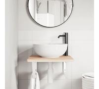 HEFZGDB Plateau de lavabo avec support en acier et bois massif de chêne - Petite armoire de salle de bain - Armoire polyvalente pour salle de bain, cuisine, toilettes, salon