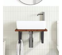 HEFZGDB Plateau de lavabo avec support en acier et bois massif de chêne - Petite armoire de salle de bain - Armoire polyvalente pour salle de bain, cuisine, toilettes, salon