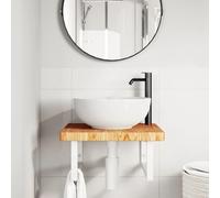 HEFZGDB Plateau de lavabo avec support en acier et bois massif de chêne - Petite armoire de salle de bain - Armoire polyvalente pour salle de bain, cuisine, toilettes, salon