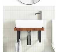 HEFZGDB Plateau de lavabo avec support en acier et bois massif de chêne - Petite armoire de salle de bain - Armoire polyvalente pour salle de bain, cuisine, toilettes, salon