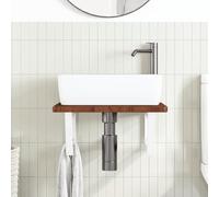 HEFZGDB Plateau de lavabo avec support en acier et bois massif de chêne - Petite armoire de salle de bain - Armoire polyvalente pour salle de bain, cuisine, toilettes, salon