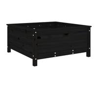 HEFZGDB Pot de fleurs noir - 82,5 x 82,5 x 39 cm - En bois massif de pin - Grand pot de fleurs d'intérieur - Grand pot de fleurs pour terrasse, cour, balcon, parc