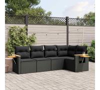HEFZGDB Salon de jardin 5 pièces en polyrotin noir avec coussins, espace de rangement et table d'appoint - Meubles en rotin PE résistant aux intempéries pour terrasse **Déclaration d'optimisation :**