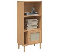 HEFZGDB SENJA Bibliothèque, aspect rotin, marron, 60 x 35 x 130 cm, en bois de pin, étagère de cuisine, armoire multi-usages pour bureau, chambre à coucher, bibliothèque, salon