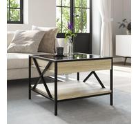 HEFZGDB Table basse avec LED Infinity en chêne Sonoma - 50 x 50 x 38 cm - Table basse pour jardin, cour, café, balcon