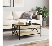 HEFZGDB Table basse avec LED Infinity en chêne Sonoma - 70 x 50 x 38 cm - Table basse pour jardin, cour, café, balcon
