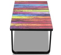 HEFZGDB Table basse avec plateau en verre imprimé arc-en-ciel Table basse style maison de campagne Table basse Salon Table de canapé Table pour balcon, café, salle de réunion, cour