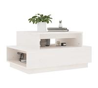HEFZGDB Table basse blanche 80 x 55 x 40,5 cm en pin massif pour salon, salle de réunion, café, cour, jardin