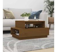 HEFZGDB Table basse en bois massif de pin marron miel 80 x 55 x 40,5 cm avec plateau de table spacieux et cadre stable pour salon d'espace de rangement