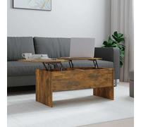 HEFZGDB Table basse en chêne fumé - 102 x 50,5 x 46,5 cm - En bois avec plateau de table réglable et deux compartiments de rangement cachés pour espace de rangement - Design moderne et stable