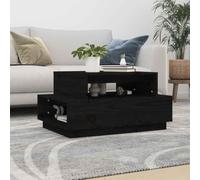 HEFZGDB Table basse en pin massif - Noir - 80 x 55 x 40,5 cm - Avec plateau spacieux et cadre stable pour espace de rangement - Table de salon en bois massif - Aspect rustique