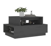 HEFZGDB Table basse grise 80 x 55 x 40,5 cm en bois massif de pin pour salon, salle de réunion, café, cour, jardin
