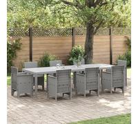 HEFZGDB Table de jardin gris clair 300 x 100 x 73 cm en plastique poly rotin robuste avec feuilles extensibles et design résistant aux intempéries pour l'extérieur, idéale pour les sociétés