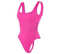HEGALY Body string 3 pièces sexy côtelé sans couture gainant gainant sans manches à col carré pour femme, Rose - Lot de 1, Small