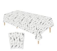 Hegbolke Lot de 2 nappes rectangulaires réutilisables avec notes de musique, 137 x 274 cm, thème notes de musique, décoration de fête d'anniversaire