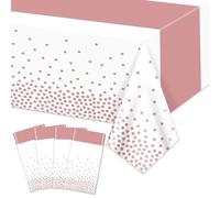 Hegbolke Lot de 4 nappes blanches et or rose - 220 x 130 cm - Nappe rectangulaire pour événements