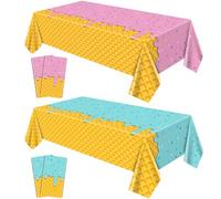 Hegbolke Lot de 4 nappes de décoration de fête en forme de crème glacée pour enfants, fête prénatale, fête d'anniversaire, donut, 130 x 218 cm