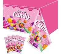 Hegbolke Lot de 4 nappes en plastique Candy Land - 220 x 130 cm - Décoration de fête d'anniversaire