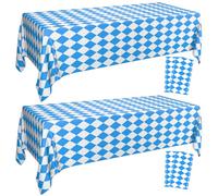 Hegbolke Lot de 4 nappes rectangulaires à carreaux bleus et blancs pour décoration de l'Oktoberfest allemand, 218,4 x 129,5 cm