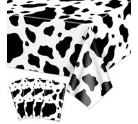 Hegbolke Lot de 4 nappes rectangulaires à imprimé vache noire, 210 x 130 cm, nappe rectangulaire pour fête prénatale, fête d'anniversaire, décoration de fête d'anniversaire
