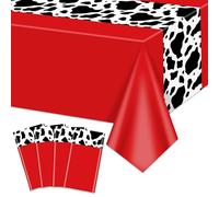 Hegbolke Lot de 4 nappes rectangulaires à imprimé vache rouge, 220 x 130 cm, nappe rectangulaire pour fête prénatale, fête prénatale, fête d'anniversaire, cowgirl