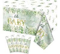 Hegbolke Lot de 4 nappes rectangulaires vert sauge pour fête prénatale - 220 x 130 cm - Décorations de table vert sauge pour la maison, pour anniversaire, fête prénatale
