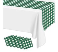 Hegbolke Lot de 6 chemins de table à carreaux verts et blancs, 35,6 x 274,3 cm, rectangulaires imperméables, pour pique-nique, fête d'anniversaire, vacances, plein air