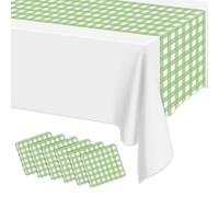 Hegbolke Lot de 6 chemins de table vichy vert clair, nappes à carreaux vert clair et blanc, 35,6 x 274,3 cm, rectangulaires imperméables, pour pique-nique, fête d'anniversaire, vacances, fournitures