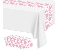 Hegbolke Runner de Table d'impression de Vache, Nappe d'impression de Vache de Ferme Nappe de Table Occidentale pour l'anniversaire Western Barnyard (6, Rose, 35x274cm)
