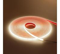 HEGEHE 12V Ruban LED COB Autocollant, 320Leds/m IP68 étanche Super Lumineux Bandeau flexible Ruban LED Light Strip pour Escalier, Chambre, Noël, Fête, Intérieur/Extérieur (Blanc naturel, 5M)