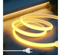 HEGEHE 230V Lumière au néon LED COB, 288 LEDs/m Ruban Led Flexible Néon Bande Led, IP65 Etanche Bande Lumineuse Super Lumineux pour Escalier, Chambre, Noël, Fête (Blanc chaud, 5M)