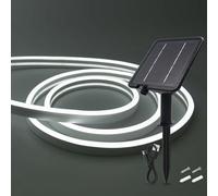 HEGEHE 24V Ruban LED néon Solaire Extérieur, 2835 120 LEDs/m IP65 Étanche Lumineuse Solaires Bandeau LED Light Strip avec 8 Modes pour Cour extérieure, jardin, décoration de fête (Blanc, 5M)