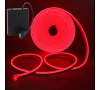 HEGEHE - Bande de néon LED flexible étanche en silicone rouge découpable de 2 m, alimentée par batterie/USB, SMD2835, 120 LED/m, design de bricolage, décoration de maison et de magasin